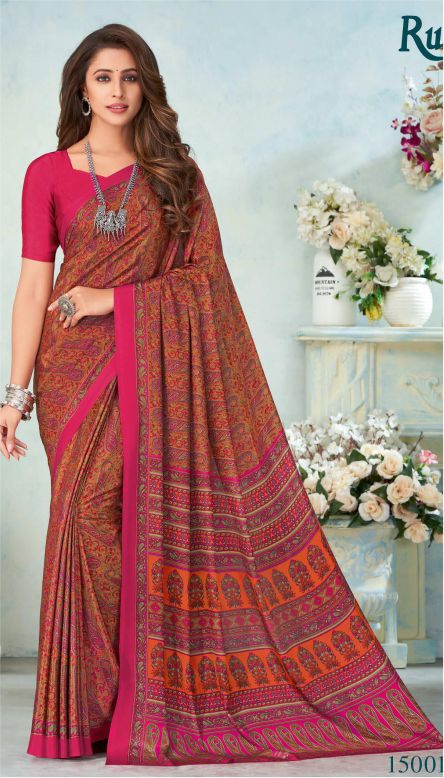 Saree Sari Luxury  Premium American Crape Georgette Design - 15001 B