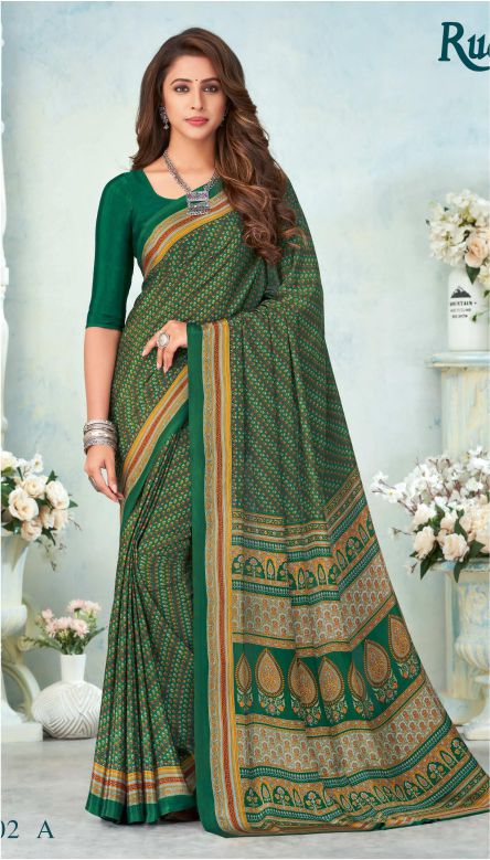 Saree Sari Luxury  Premium American Crape Georgette Design - 15002 A