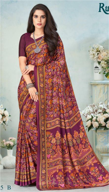 Saree Sari Luxury Premium American Crape Georgette Design - 15005 B