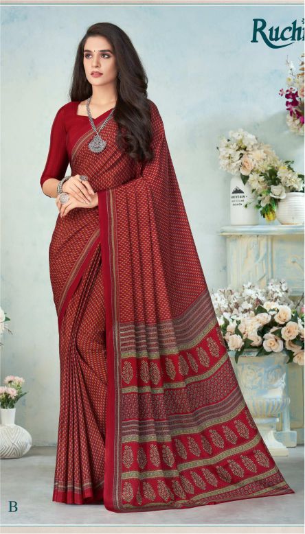 Saree Sari Luxury Premium American Crape Georgette Design - 15007 B