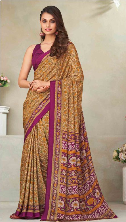 Saree Sari Luxury  Premium American Crape Georgette Design - 21601 A