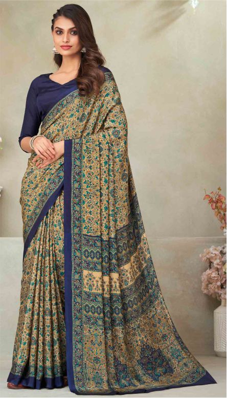 Saree Sari Luxury  Premium American Crape Georgette Design - 21603 B