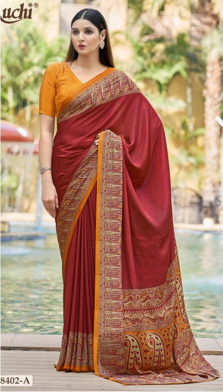Saree Sari Luxury Premium American Crape Georgette Design - 28402 A
