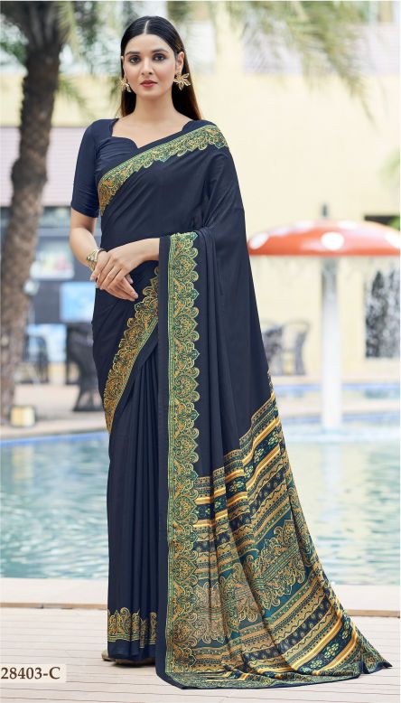 Saree Sari Luxury Premium American Crape Georgette Design - 28402 C