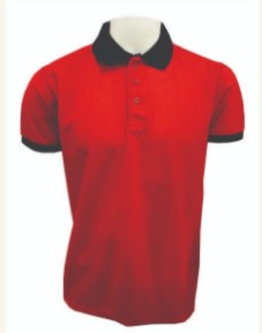 Red T-Shirt with Contrast Black Collar Sleeve Rib – 220 GSM Code TST-07 Rs 175