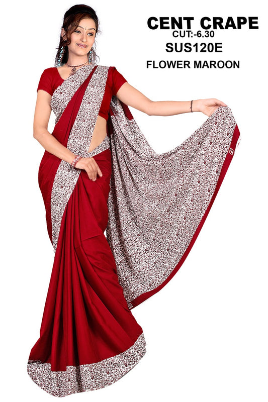 Saree Sari Premium Work Wear - SUS120E FLOWER MAROON