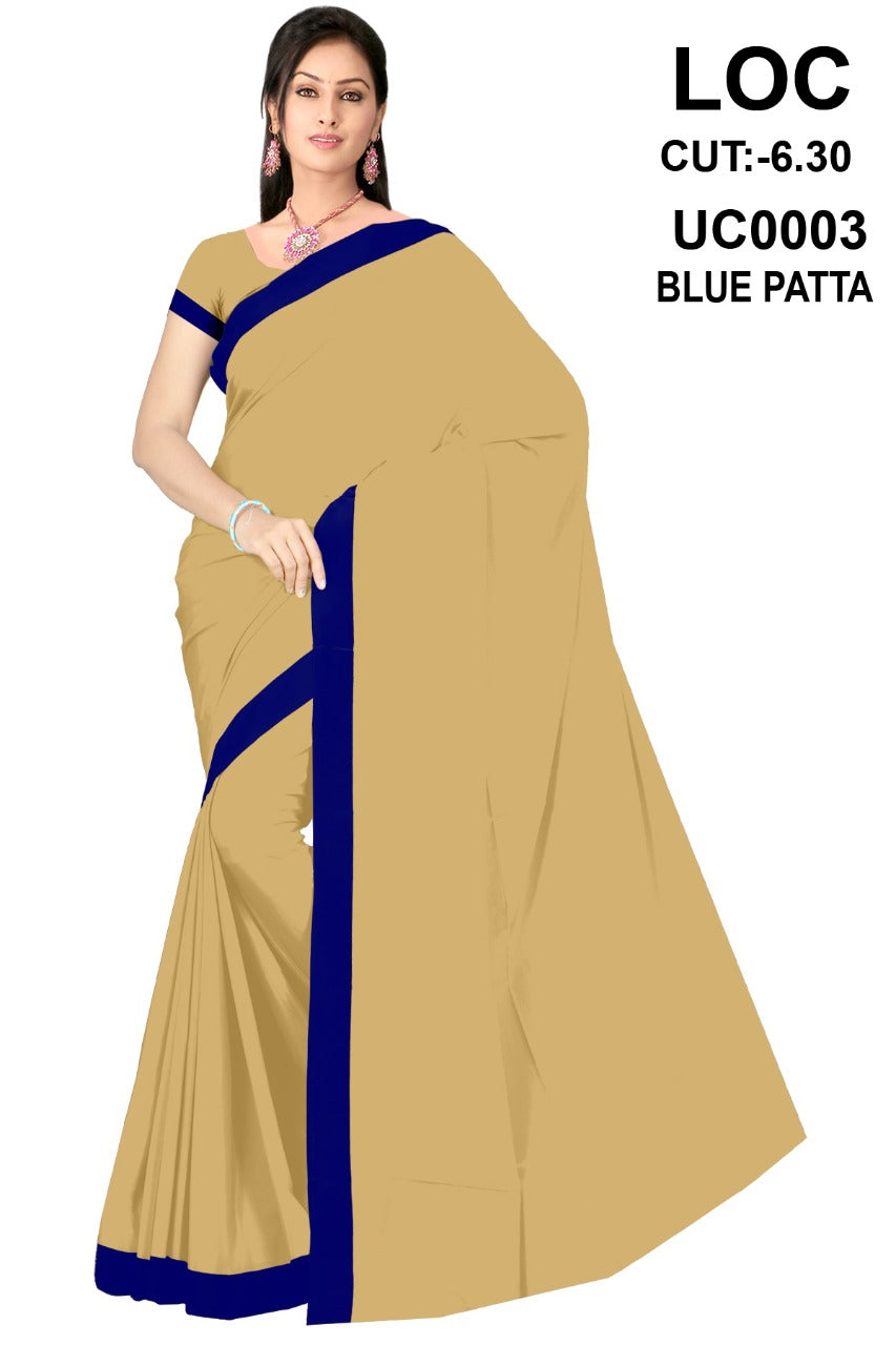 Saree Sari Premium Work Wear - UC0003 LOC CREPE BLUE PATTA