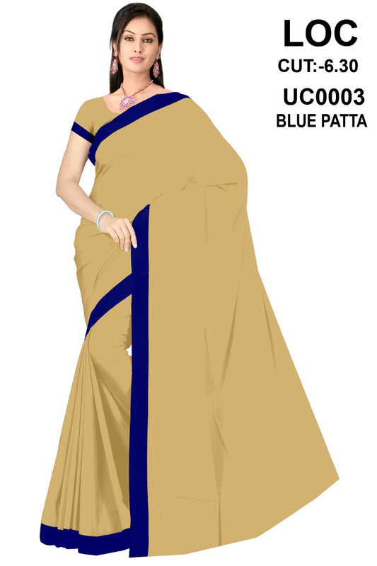 Saree Sari Premium Work Wear - UC0003 LOC CREPE  BLUE PATTA
