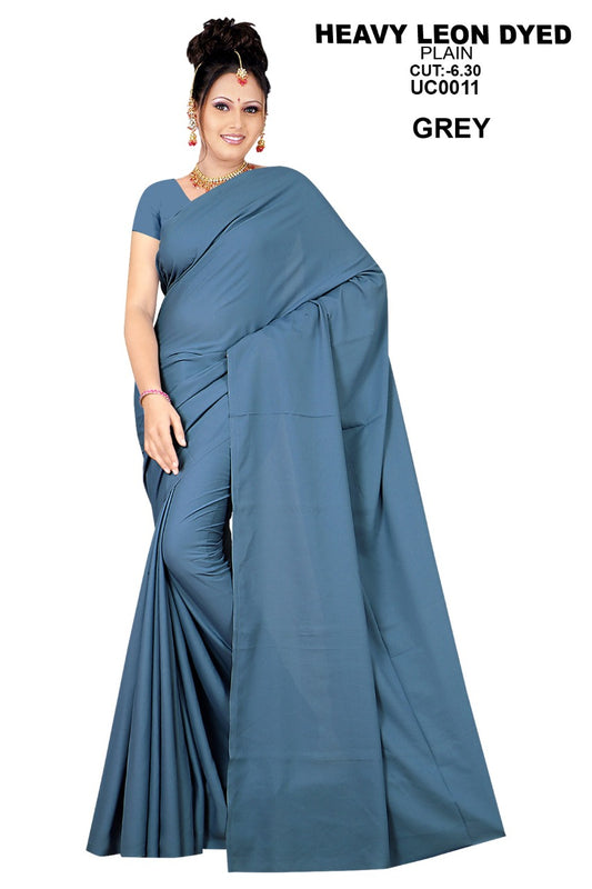 Saree Sari Premium Work Wear Heavy Leon Plain - UC0011 GREY