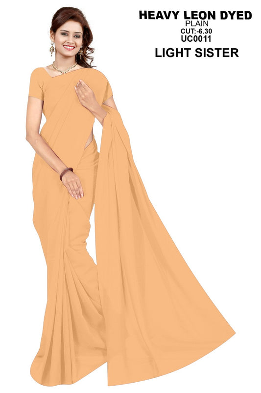 Saree Sari Premium Work Wear Heavy Leon Plain - UC0011 LIGHT SISTER