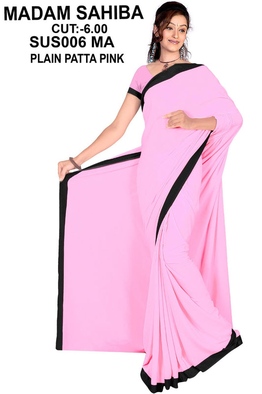 Saree Sari Premium Work Wear Madam Sahiba Leeza - SUS006MA PLAIN PATTA PINK