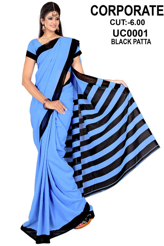 Saree Sari Premium Work Wear Corporate Leeza - UC0001A BLACK PATTA