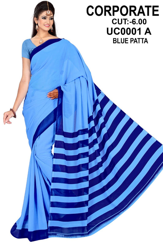 Saree Sari Premium Work Wear Corporate Leeza - UC0001A BLUE PATTA