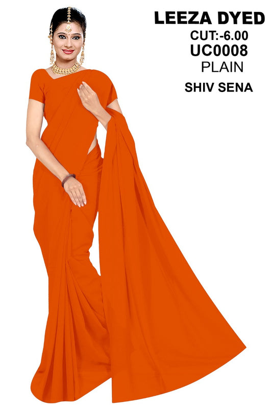 Saree Sari Premium Work Wear Leeza - UC0008 PLAIN SHIV SENA
