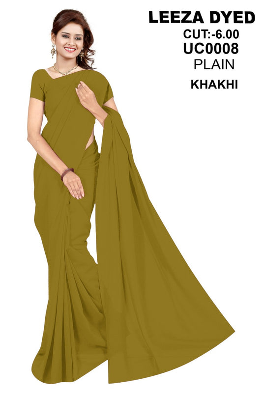 Saree Sari Premium Work Wear Leeza - UC0008 PLAIN KHAKHI