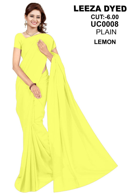 Saree Sari Premium Work Wear Leeza - UC0008 PLAIN LEMON