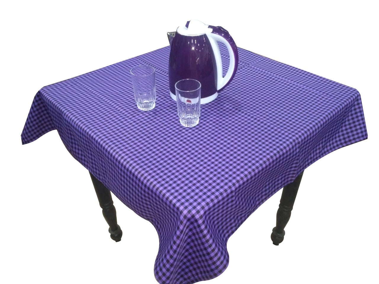 TABLE CLOTH GERMAN CHECKS BLENDED FABRIC PURPLE AND BLACK
