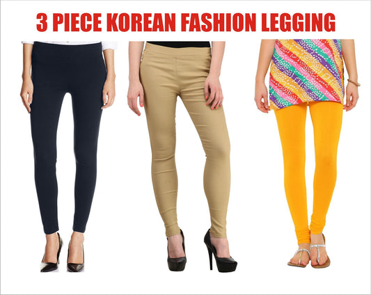 Leggings 3 Piece Ladies Fashion Seamless Plain Dyed LKF-03