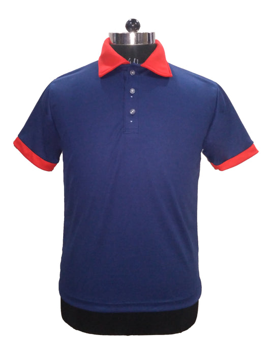 Tshirt Foam Collar Blue With Red Combination Fabric Nirmal Knit Dry Fit