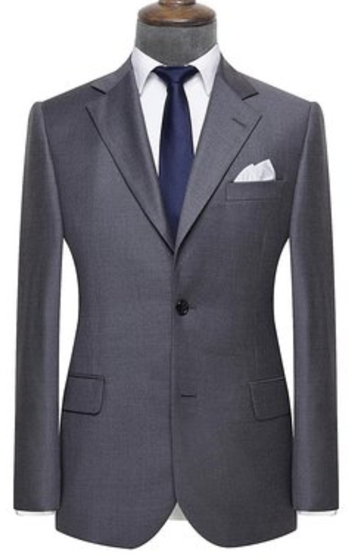 Blazer Worsted Grey Twill Weave Two Button Single Brest Blazer
