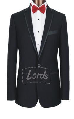 Tuxedo Blazer Black With Shiny Pipping With Red Bow Tie. PRICE RS 1099 PER PIECE. MOQ 1
