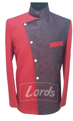 Indo Western Coat - Prince Coat Red With Jaccord Trimming MB-67