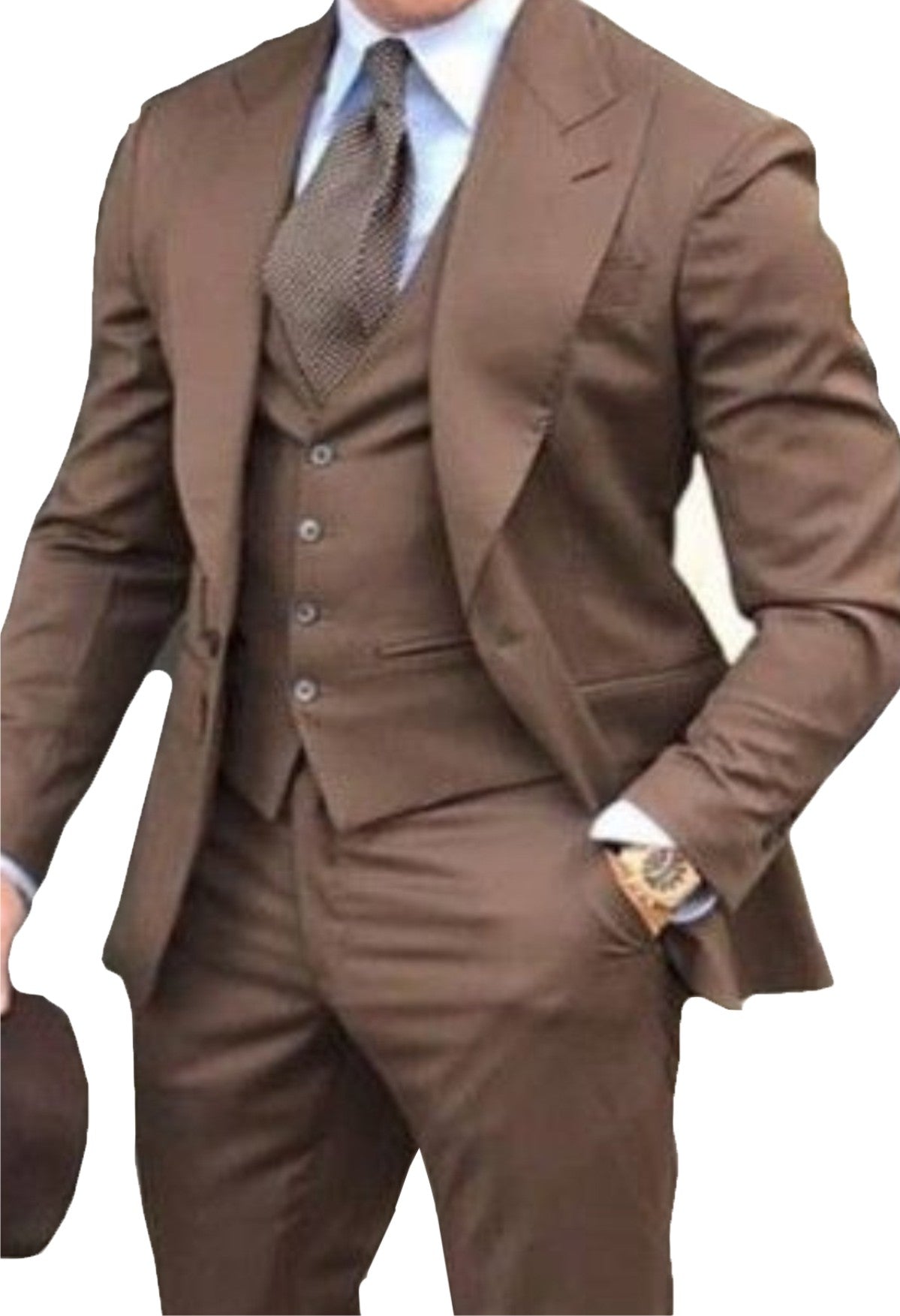 Suit Men's Formal Three Piece Blazer, Trouser, Waist Coat, Shirt Neck RS 2100