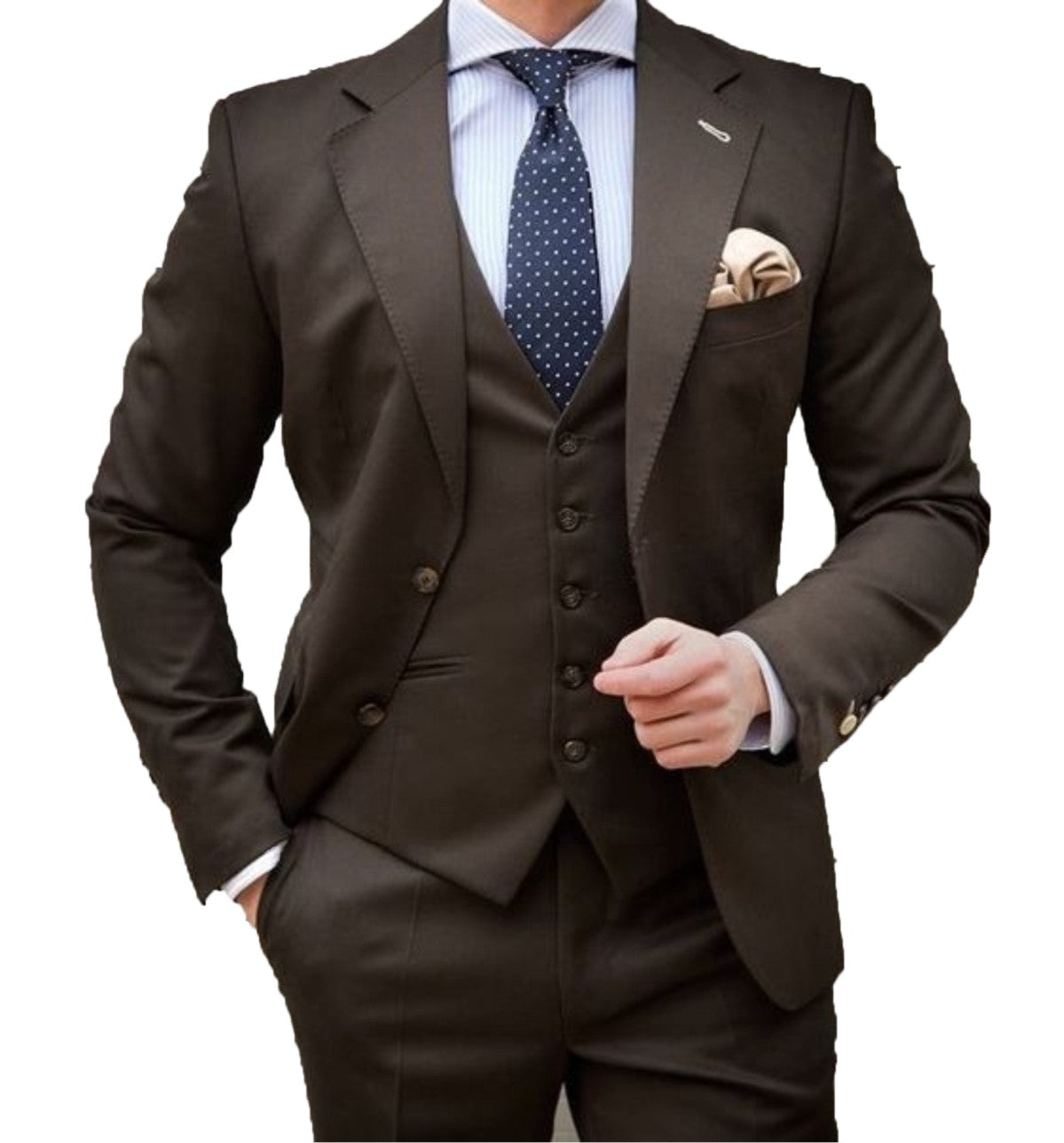 Suit Men's Formal Three Piece Blazer, Trouser, Waist Coat, Shirt Neck RS 2200