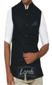 Mens Black Sleeveless Nehru Jacket - Ethnic Wear NJU-01
