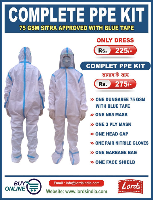 Complete PPE Kit 75 GSM Sitra Approved With Blue Tape CPPE-05