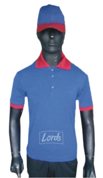TSHIRT BLENDED COTTON PREMIUM QUALITY Blue T-Shirt with Red Collar TPS-09
