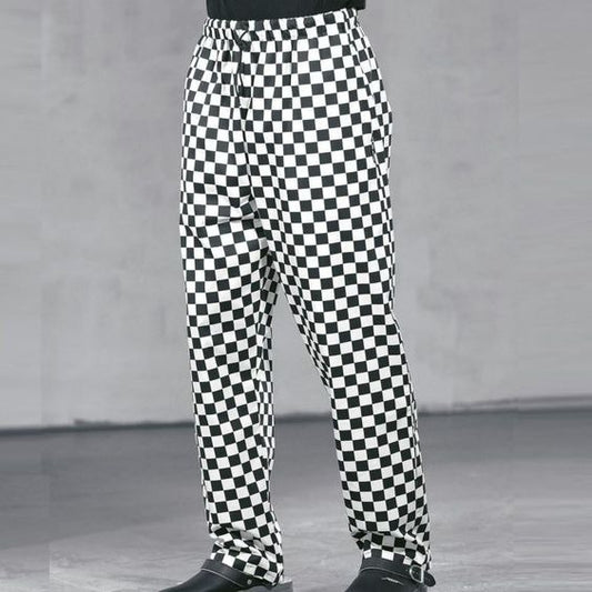 Chef Trouser with Button with Draw String Chess Check CT-001