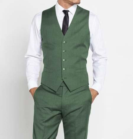 Waist Coat - Trouser Green Color With White Shirt And Matching Tie TOTAL 4 ITEMS