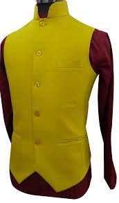 Nehru Modi Jacket Sleeveless Yellow Fancy JJ-03