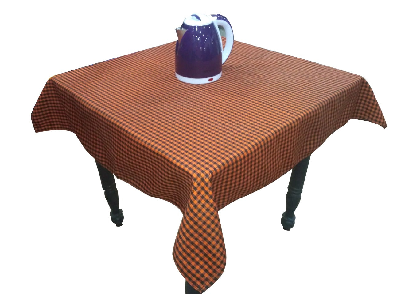 TABLE CLOTH GERMAN CHECKS BLENDED FABRIC ORANGE AND BLACK