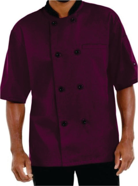 Chef Coat – Short Sleeve (Maroon) –  ECC-107