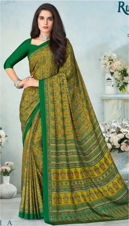 Saree Sari Luxury  Premium American Crape Georgette Design - 15001 A