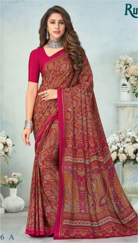 Saree Sari Luxury  Premium American Crape Georgette Design - 15006 A