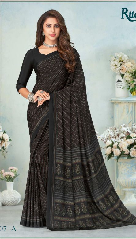 Saree Sari Luxury  Premium American Crape Georgette Design - 15007 A