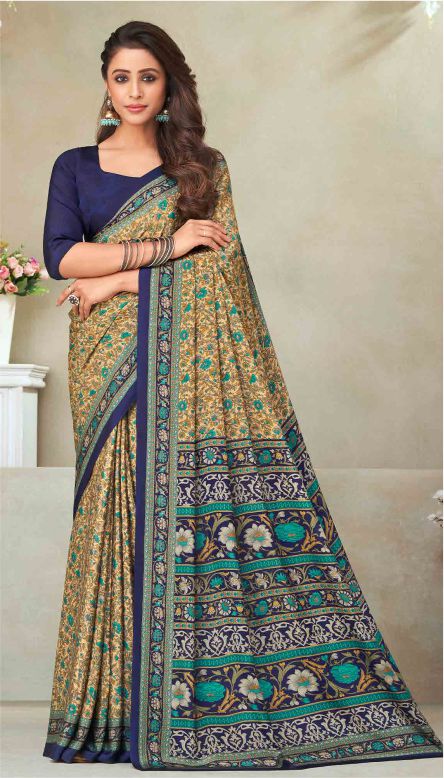 Saree Sari Luxury  Premium American Crape Georgette Design - 21601 B