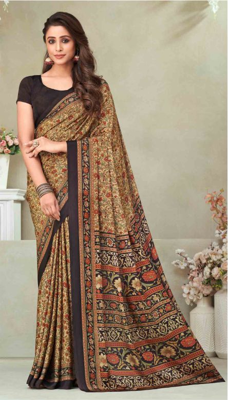 Saree Sari Luxury  Premium American Crape Georgette Design - 21601 D