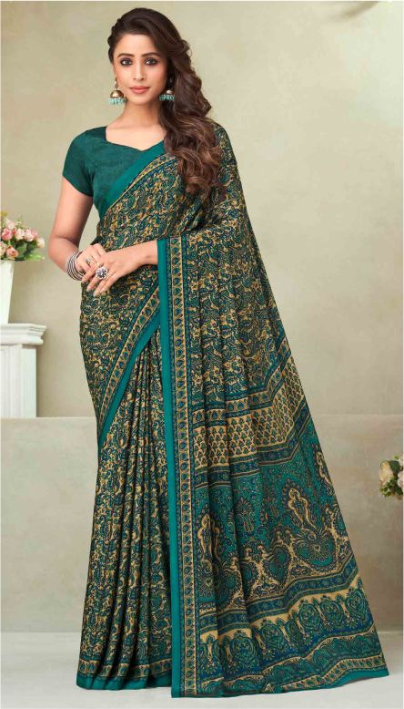 Saree Sari Luxury  Premium American Crape Georgette Design - 21602 A