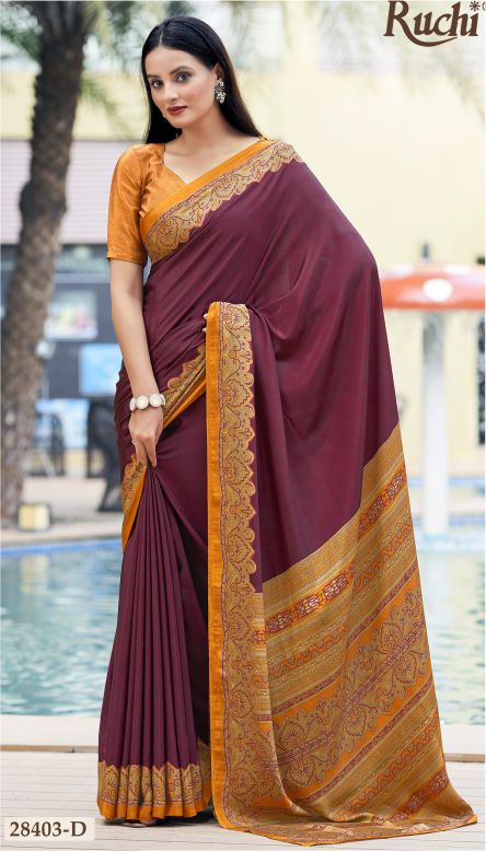 Saree Sari Luxury  Premium American Crape Georgette Design - 28402 D