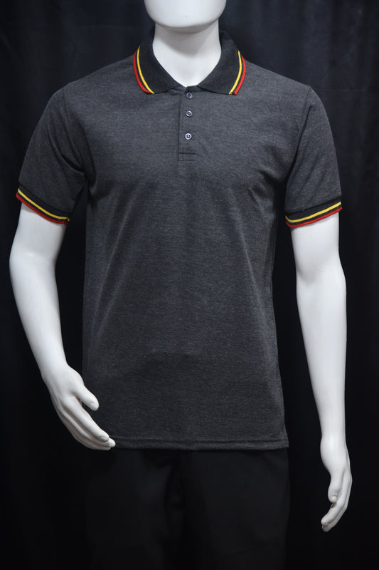Premium Mélange T-Shirts with Yellow Red Tipping on Black Collar  – 230 GSM Code TST-15 TSHIRT Rs 220