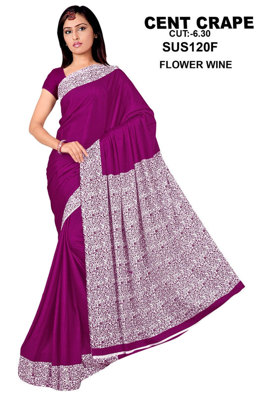 Saree Sari Premium Work Wear - SUS120F FLOWER WINE
