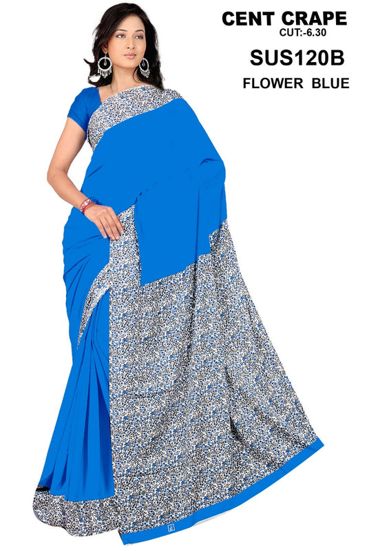 Saree Sari Premium Work Wear - SUS120B FLOWER BLUE