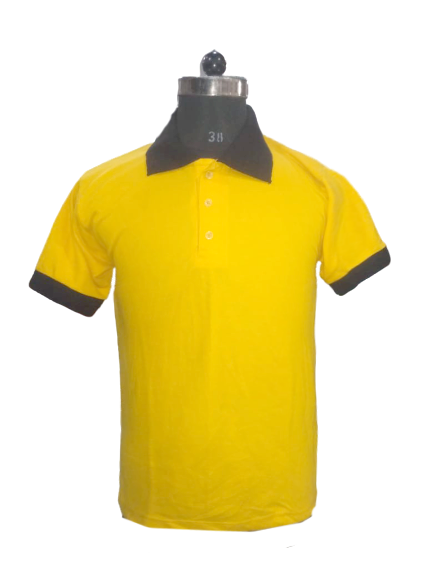 Mens T Shirts Yellow with Black Combi Polyester Cotton TSC-205