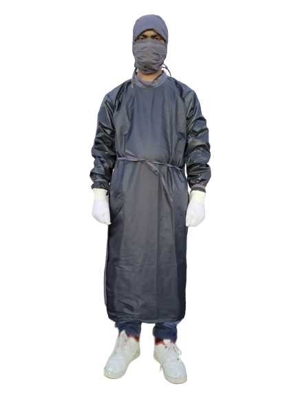 SURGEON GOWN GREY FULL FRONT COVERING AND SLEEVE WATER REPELLENTS FABRIC