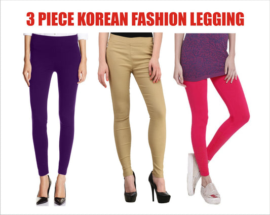 Leggings 3 Piece Ladies Fashion Seamless Plain Dyed LKF-04