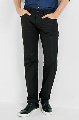 Slim Straight Black Coated Stretch Jeans JB-01